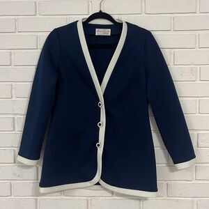 Vintage 80s James Kenrob Navy/White Blazer – Timeless Style #406